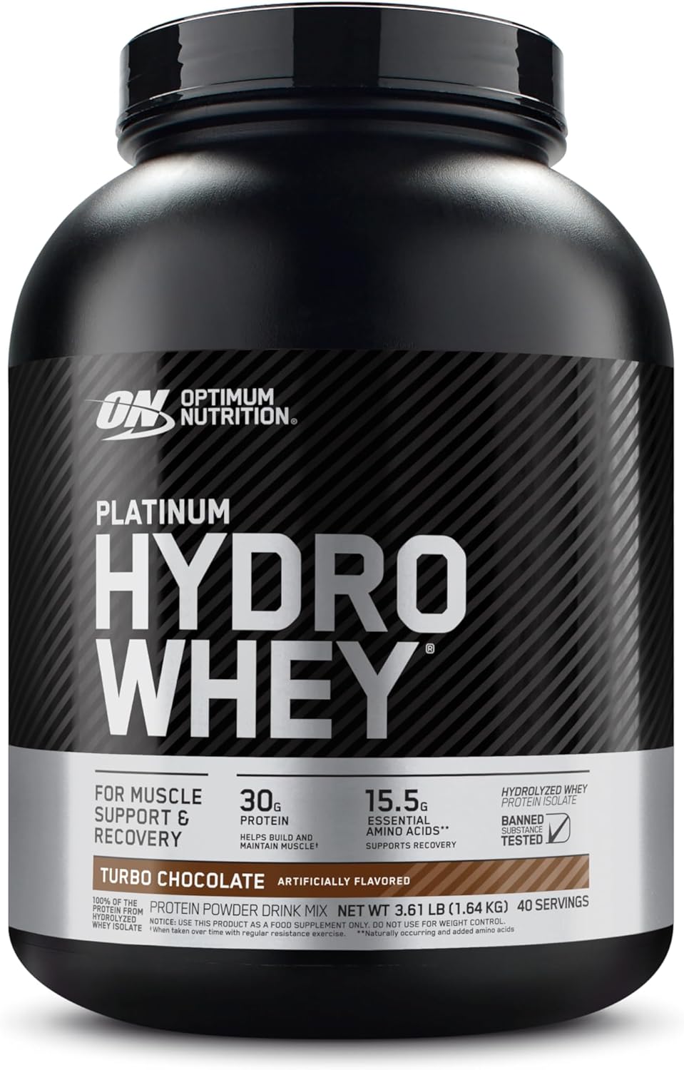 ON Platinum Hydrowhey Protein Powder - 100% Hydrolyzed Isolate - Lactose Free & Gluten Free - 30g Protein Per Serving - Turbo Chocolate, 3.61 Pounds